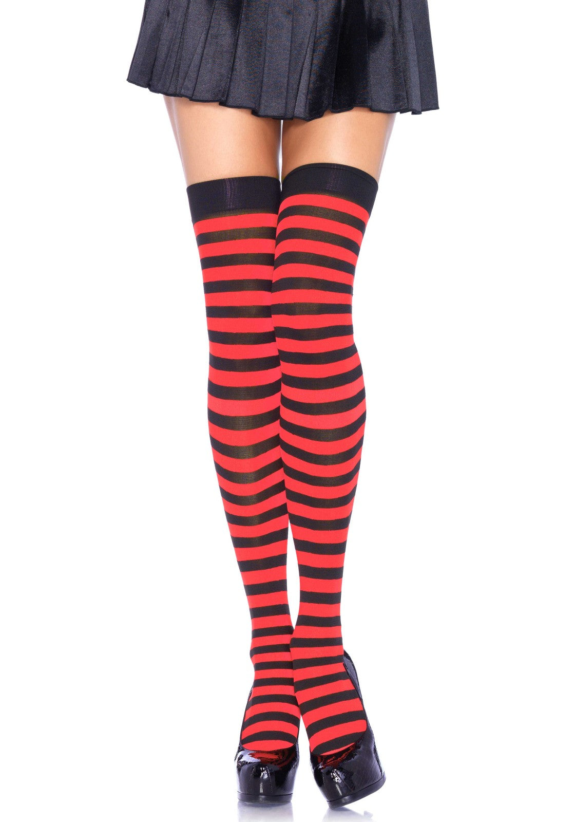Striped Nylon Thigh Highs