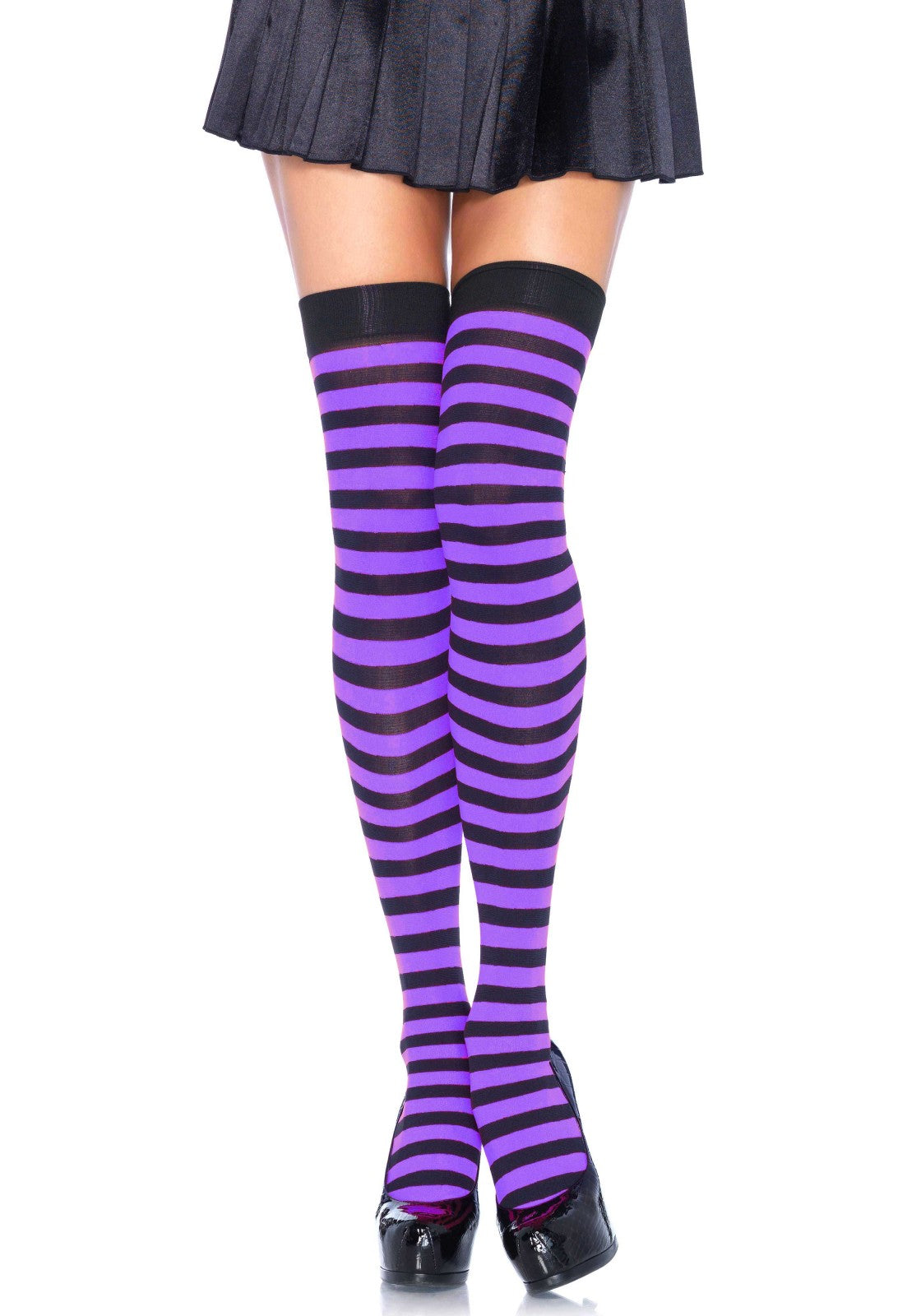 Striped Nylon Thigh Highs