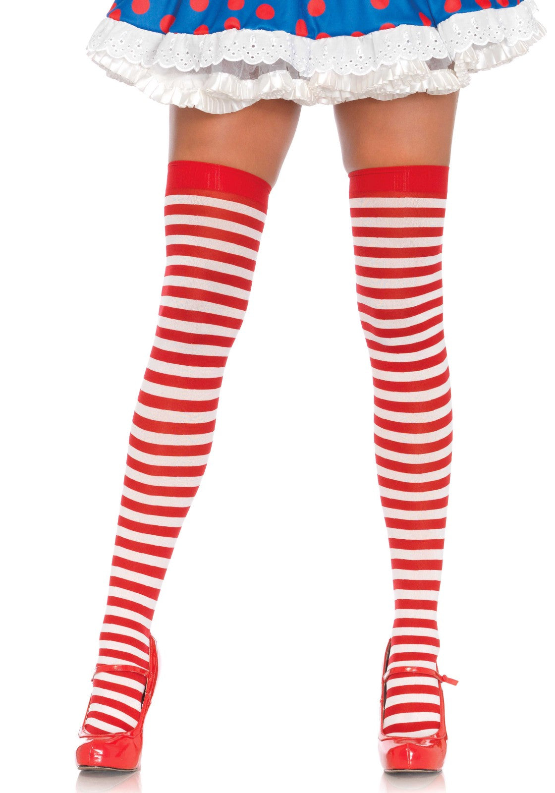 Striped Nylon Thigh Highs