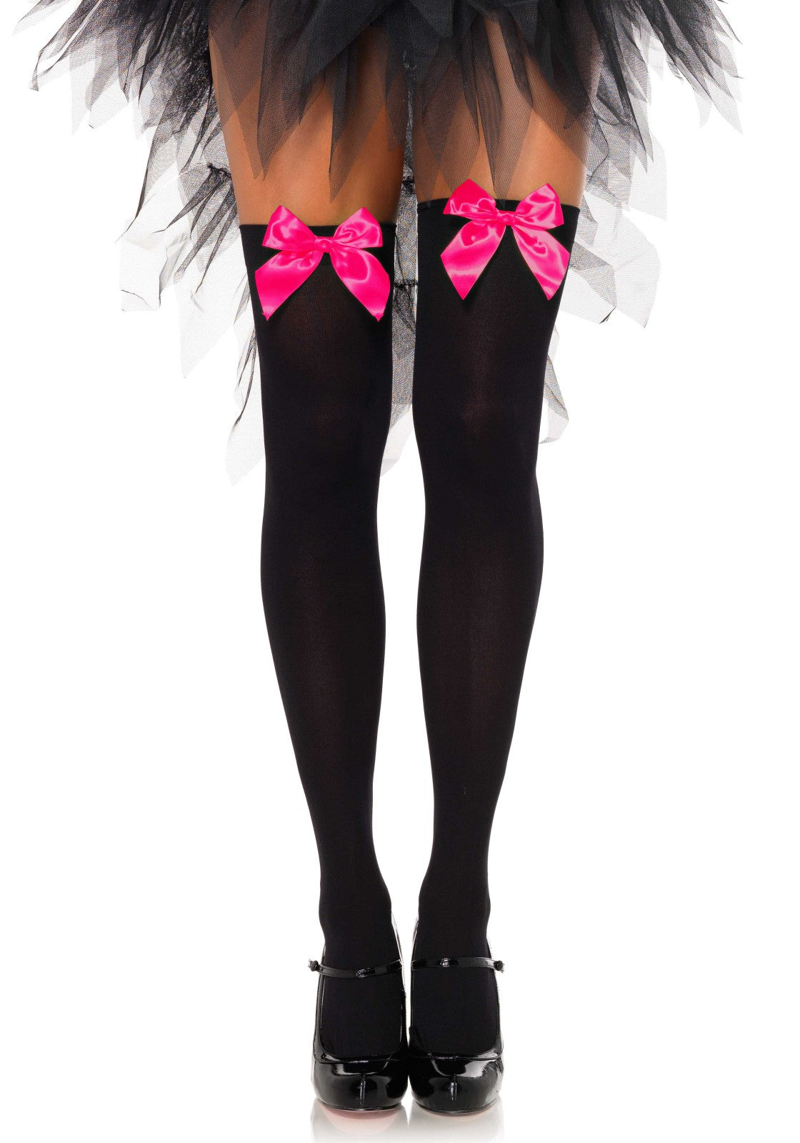 Nylon Thigh Highs with Bow