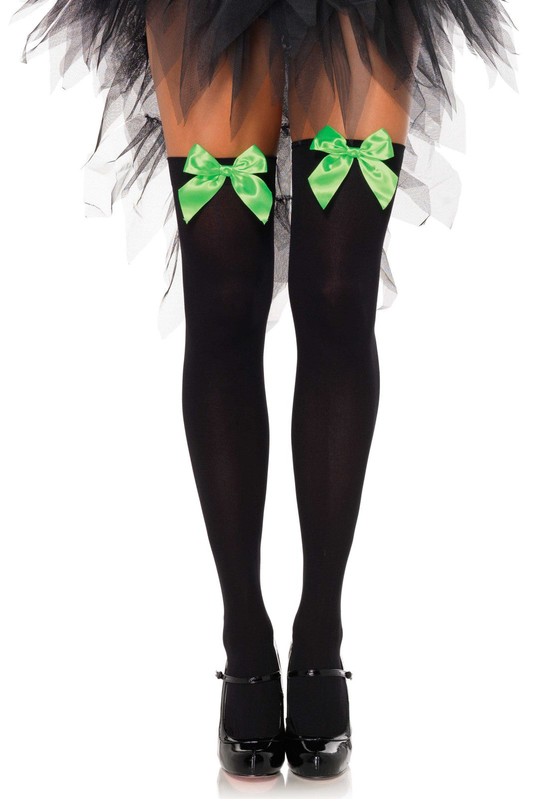 Nylon Thigh Highs with Bow