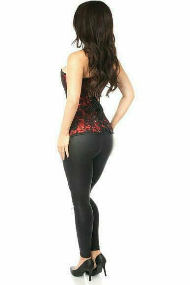 Red Lace Front Zipper Corset