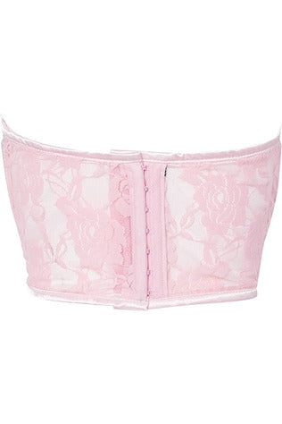 Pink Sheer Lace Underwire Corset