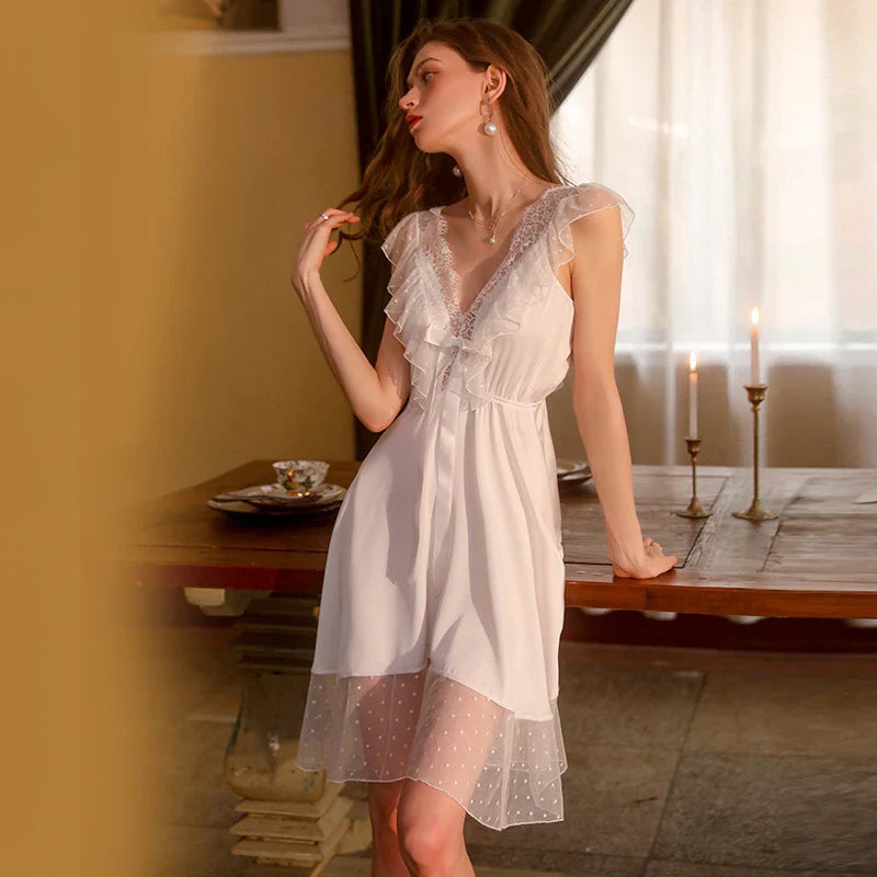 European Charm Lace V-Neck Dress