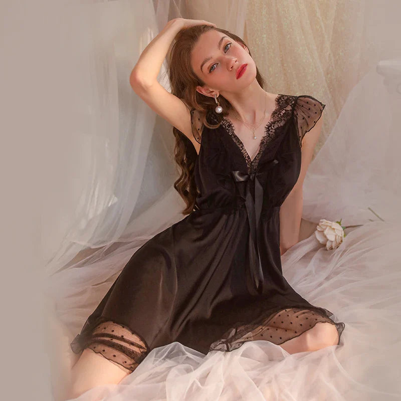 European Charm Lace V-Neck Dress
