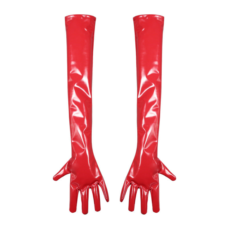 PU Leather Arm Long Fingered Gloves