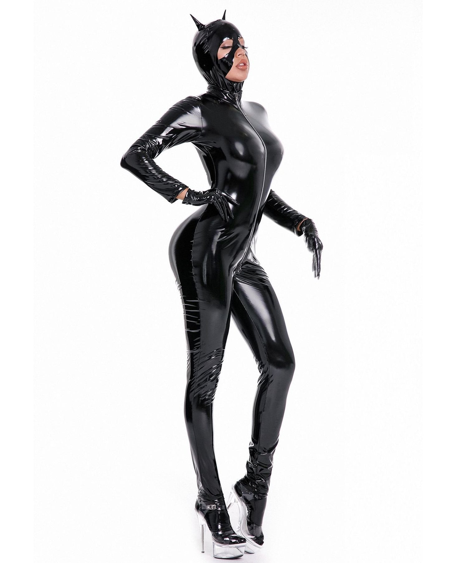 Cat Girl Patent Leather PU Lingerie Set