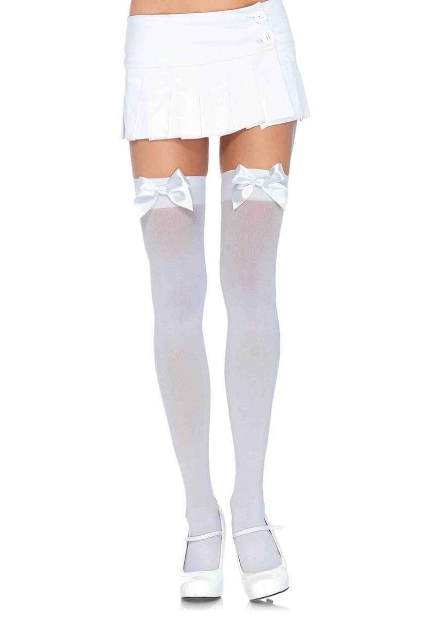 Plus Nylon Thigh Highs with Bow