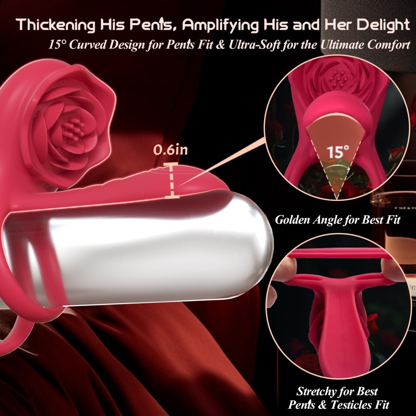 💥2025 New Rose Ring-FLORAX 15° Curve Boost & Bloom Cock Ring-4 in 1 Couple Toy Penis Ring