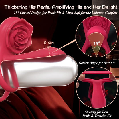 💥2025 New Rose Ring-FLORAX 15° Curve Boost & Bloom Cock Ring-4 in 1 Couple Toy Penis Ring