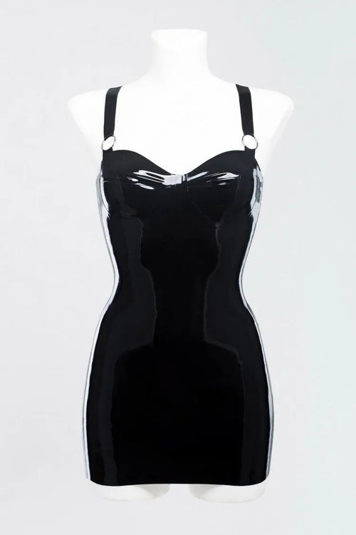 Latex Dress Decorated With Metal Rings