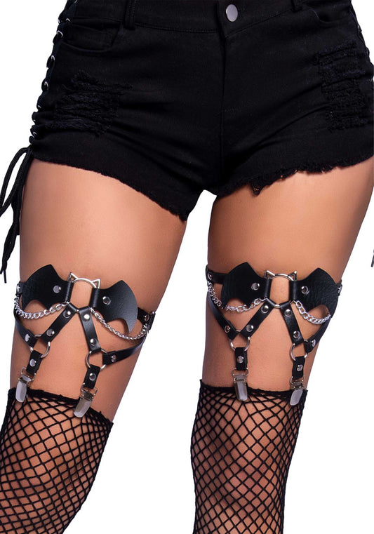 Bat O-Ring Studded Thigh High Garter