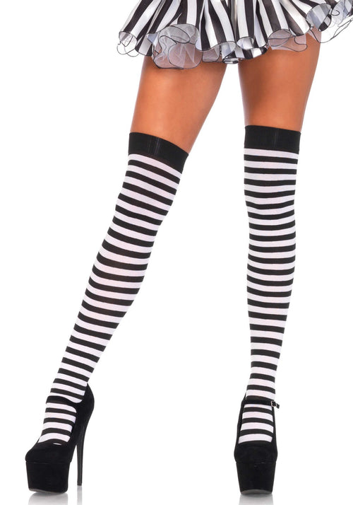 Striped Nylon Thigh Highs