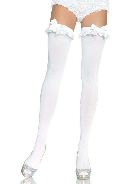 Opaque Thigh Highs with Bow
