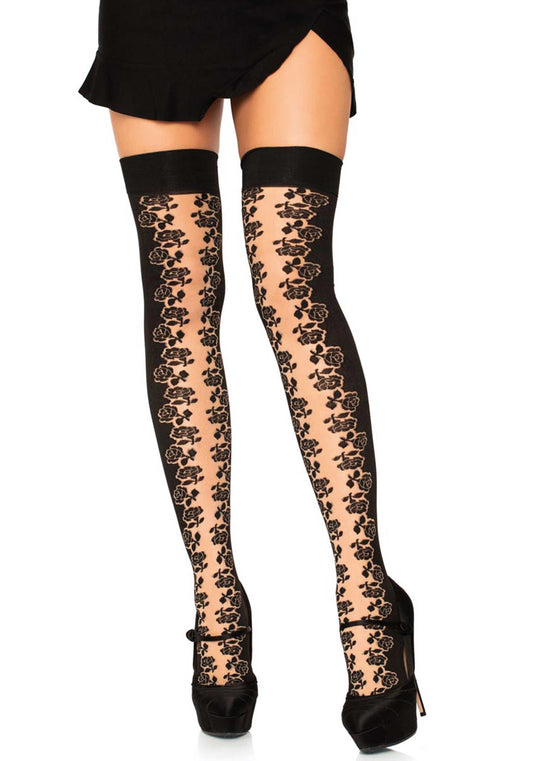 Rosette Panel Thigh Highs