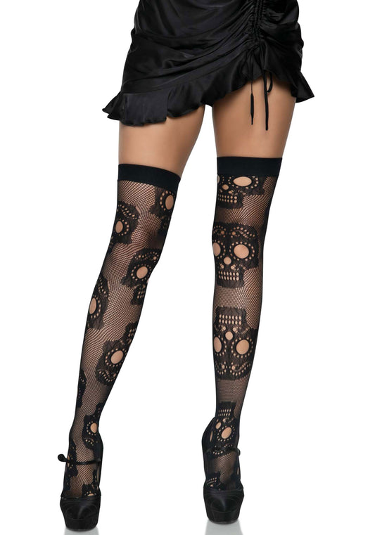 Sugar Skull Net Thigh Highs