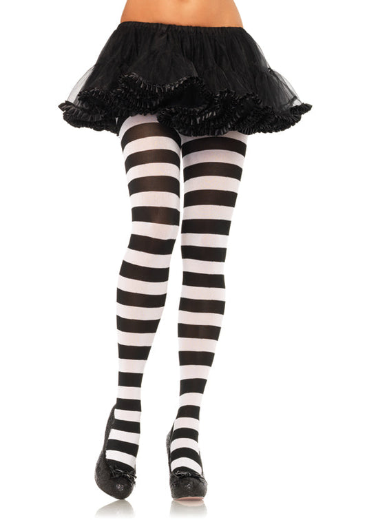 Wide Stripe Opaque Pantyhose