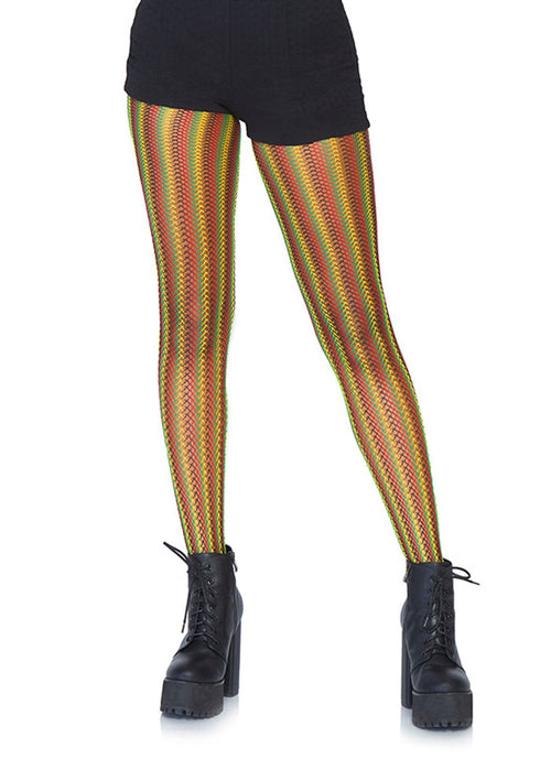 Rasta Striped Fishnet Pantyhose