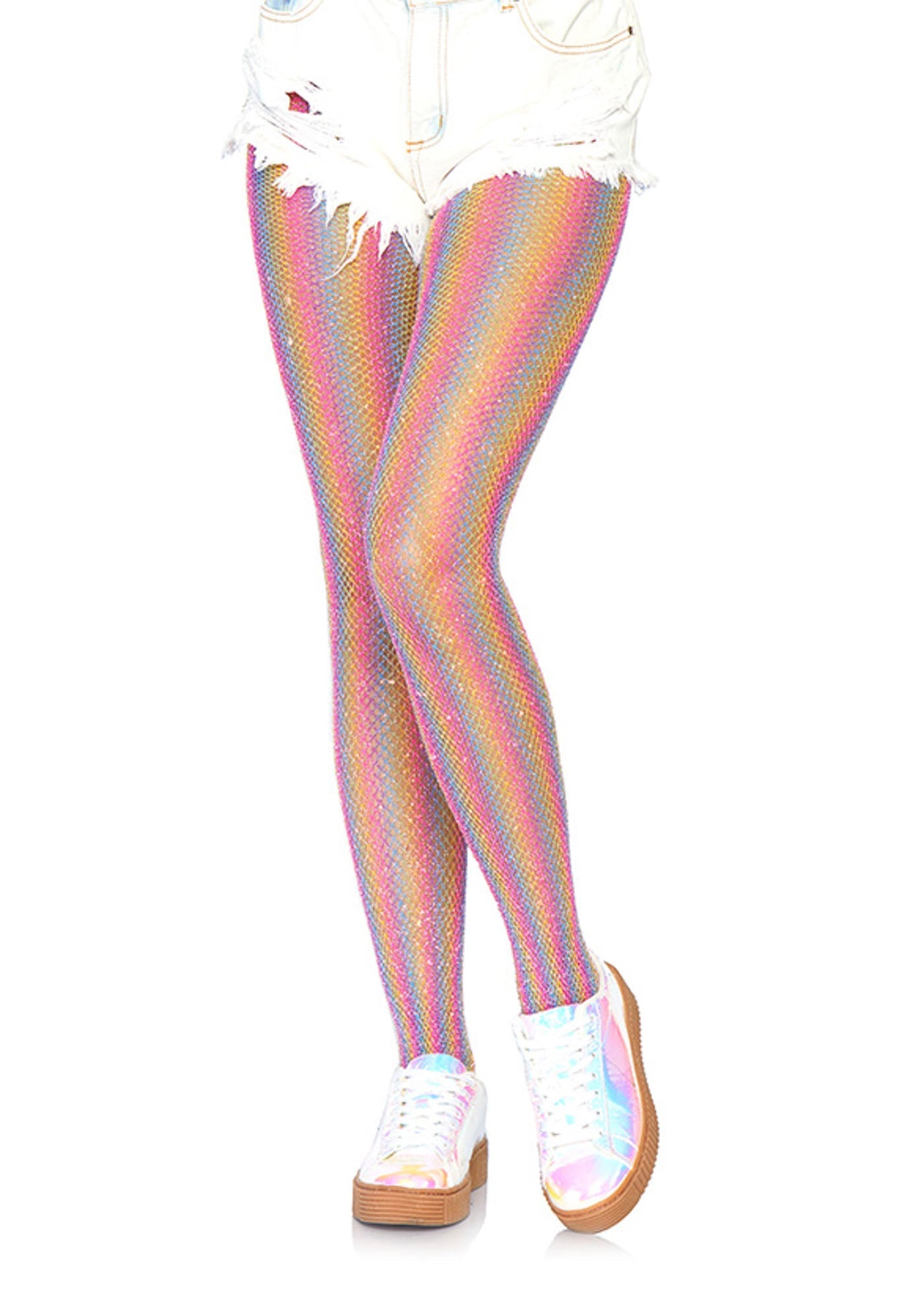 Lurex Rainbow Fishnet Pantyhose