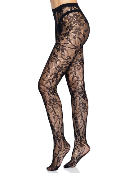 Seamless Floral Lace Pantyhose