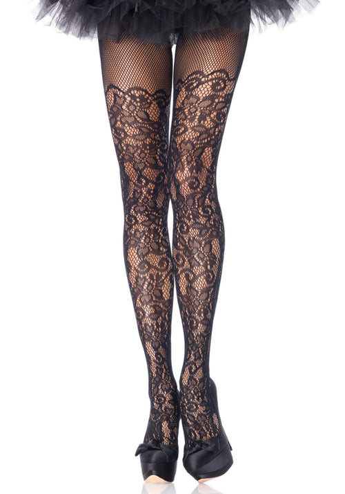 Floral Vine Net Pantyhose
