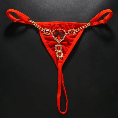 Red Crystal Heart Thong