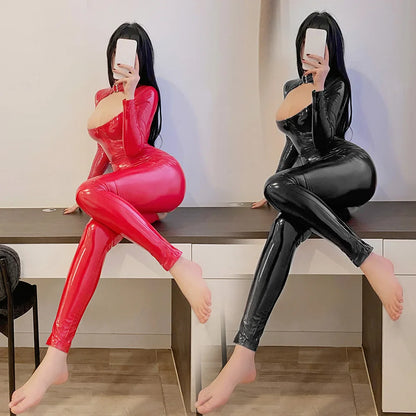 Shiny Zip-Up Latex Bodysuit