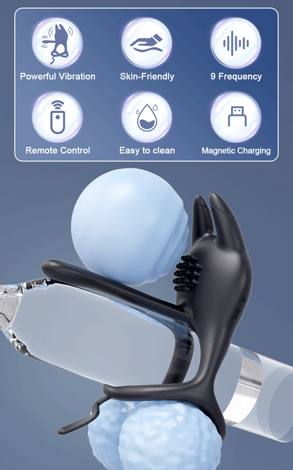 💥Black Cat Ring-FLORAX 15° Curve Boost & Bloom Cock Ring-4 in 1 Couple Toy Penis Ring