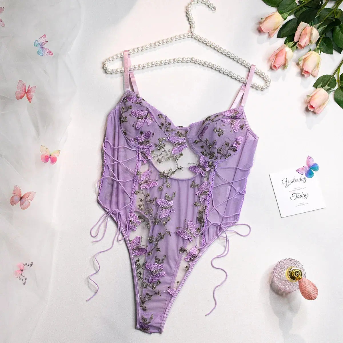  Butterfly Embrace Lace Set yuminancy Bodysuit