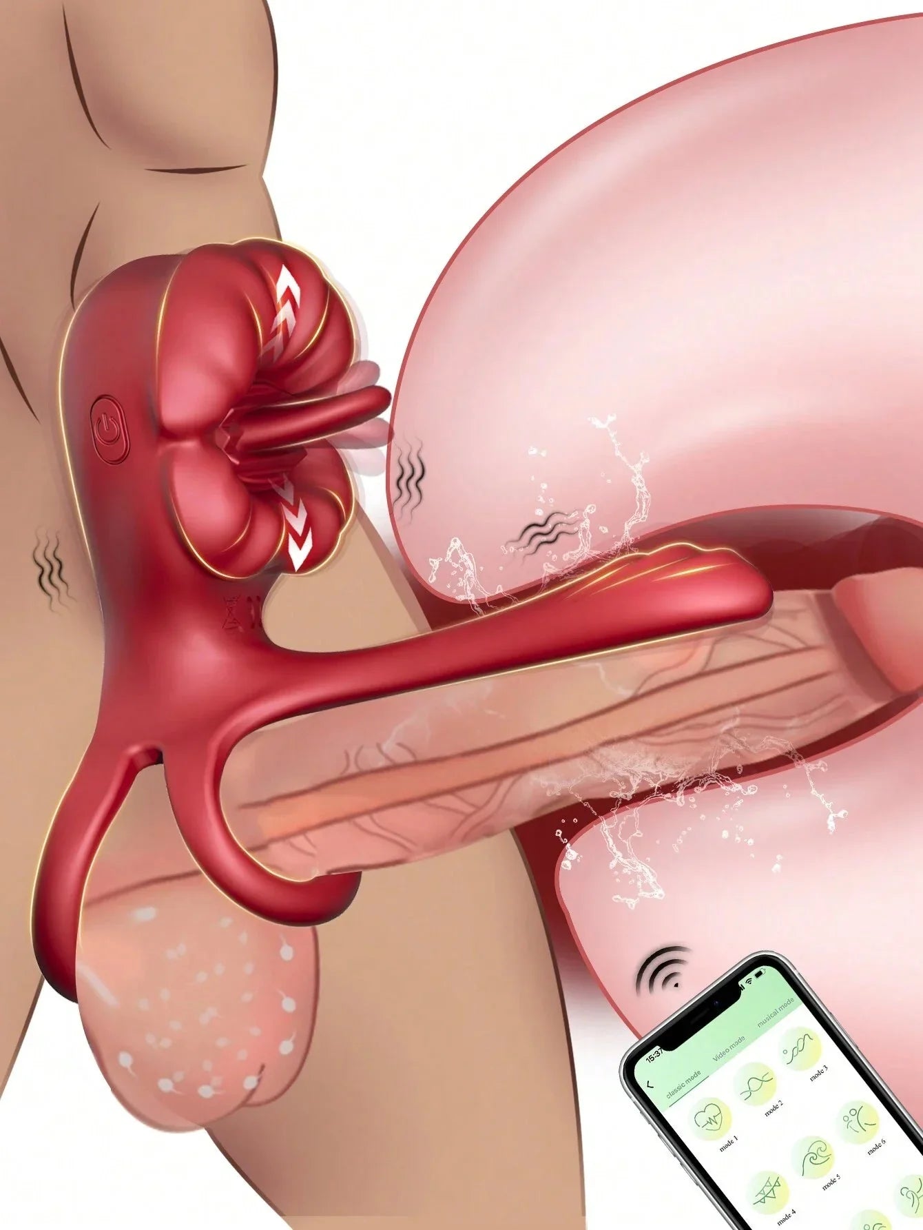 💥2025 KissMaster, Penis Ring for Men, Silicone Waterproof Couples Vibrator Nighty