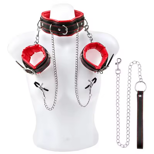 Fetish Collar with Metal Chain – Slave & Traction Play Gear
