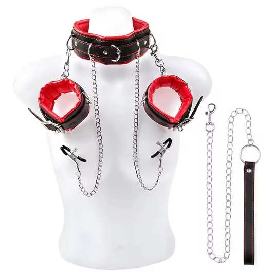 Fetish Collar with Metal Chain – Slave & Traction Play Gear