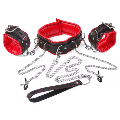 Fetish Collar with Metal Chain – Slave & Traction Play Gear